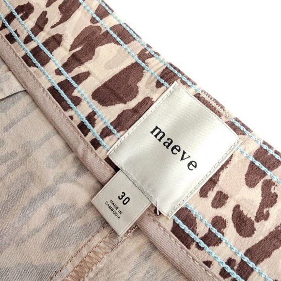 Anthropologie Maeve The Ettie Shorts, Animal Print, Brown, High Rise, Size 30 - Picture 7 of 9